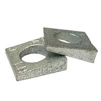 3/4" Square Beveled Washer, Malleable Iron, Zinc